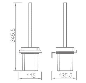 Bản vẽ kỹ thuật chổi cọ nhà vệ sinh màu ghi xám Ecobath EC211-15BU