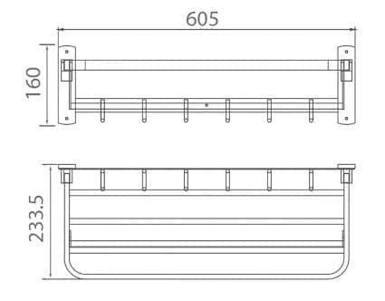 Bản vẽ kỹ thuật vắt khăn giàn màu đen Ecobath EC5015MB 