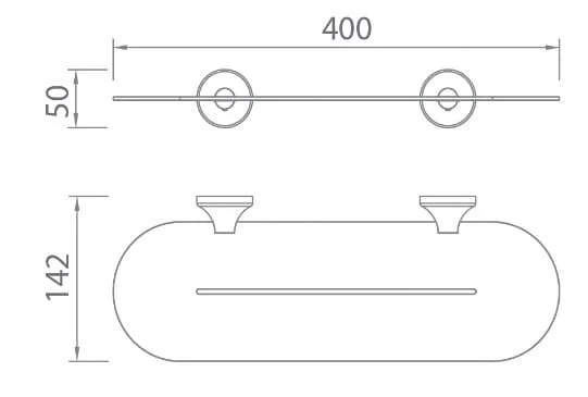 Bản vẽ kỹ thuật kệ kính dưới gương màu đen mờ Ecobath EC218-05MB