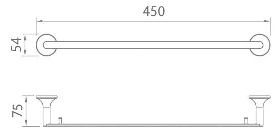 Bản vẽ kỹ thuật vắt khăn đôi màu vàng Ecobath EC218-08-45BG