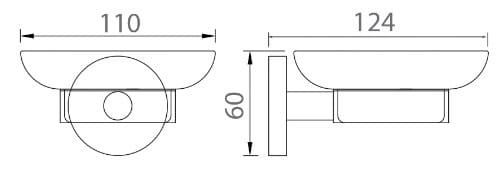 Bản vẽ kỹ thuật khay xà bông treo tường màu đen Ecobath EC270-02MB