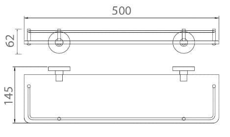 Bản vẽ kỹ thuật kệ dưới gương màu đen Ecobath EC270-05MB