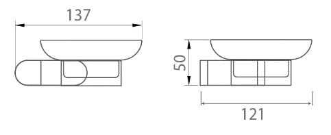 Bản vẽ kỹ thuật khay xà bông treo tường màu đen mờ Ecobath EC888-02MB