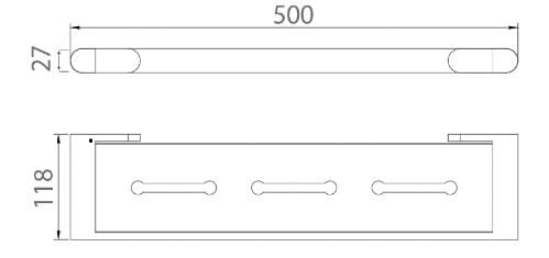 Bản vẽ kỹ thuật kệ dưới gương màu đen mờ Ecobath EC888-05MB