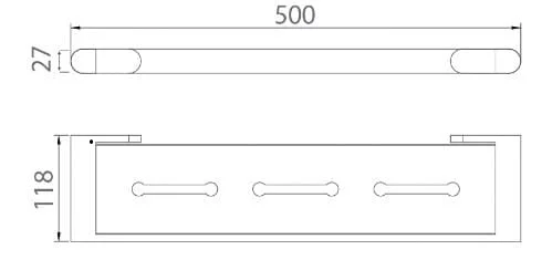 Bản vẽ kỹ thuật kệ dưới gương màu đen mờ Ecobath EC888-05MB