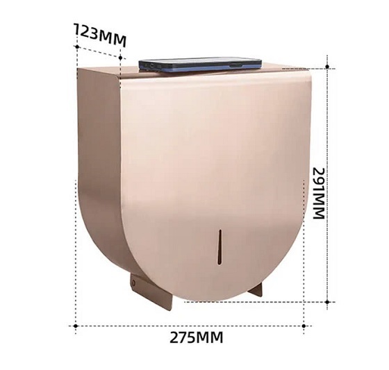 Hộp đựng giấy Inox 304 loại lớn màu hồng vàng Miken MK-1106RG 