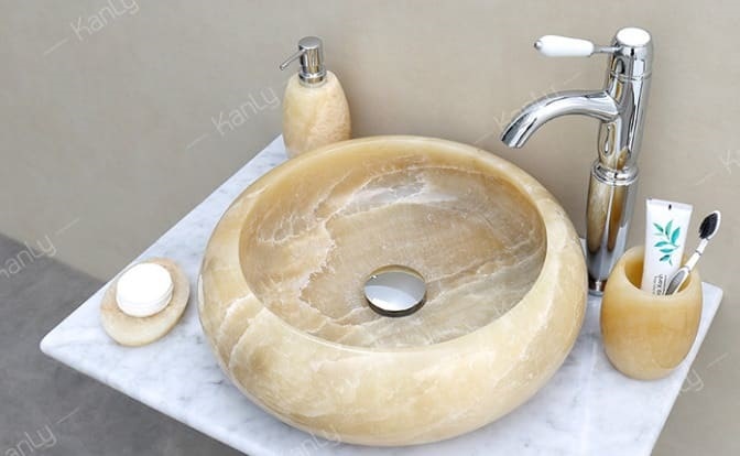 Lavabo đá tự nhiên honey onyx Kanly ONY129i