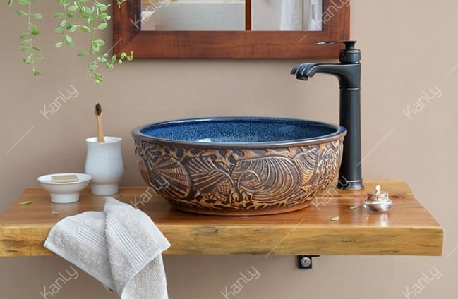 Chậu lavabo mỹ thuật bằng gốm sứ Kanly SU115