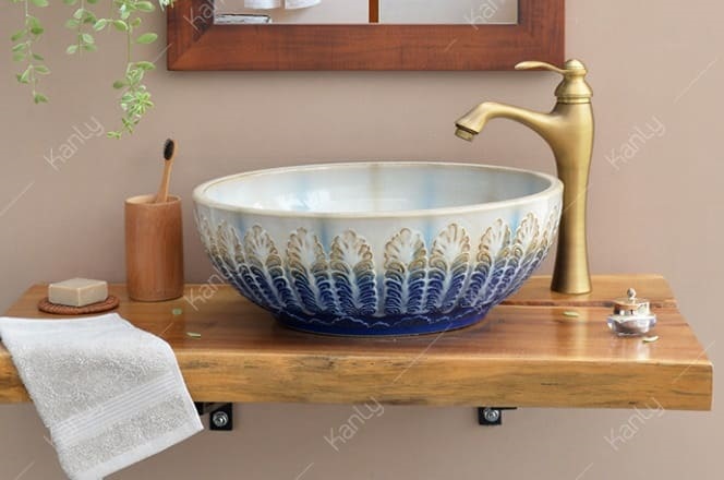 Chậu lavabo mỹ thuật bằng gốm sứ Kanly SU127