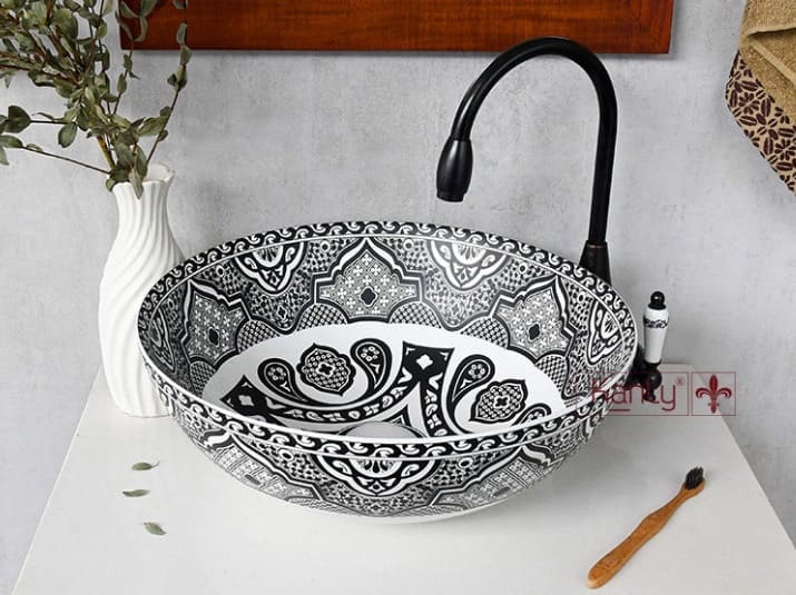 Chậu sứ hoa văn phong cách Moroccan Kanly SU713