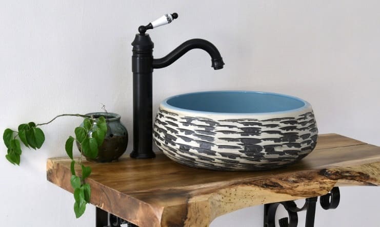 Chậu lavabo mỹ thuật bằng sứ Kanly SU010