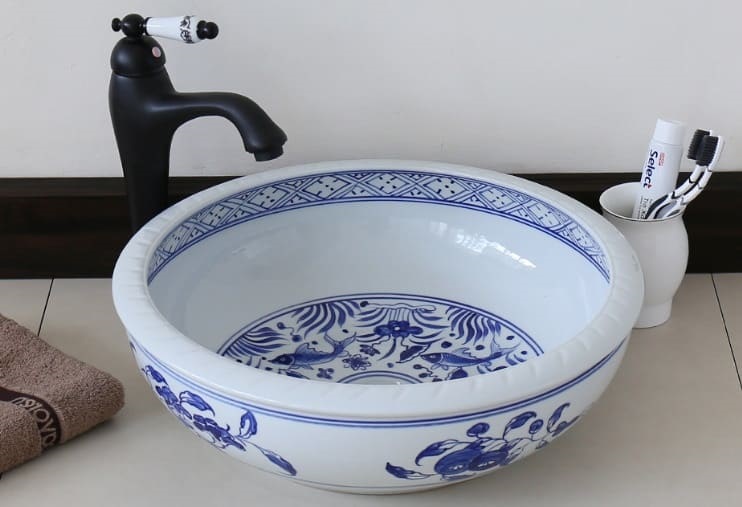 Chậu lavabo mỹ thuật bằng sứ Kanly SU119