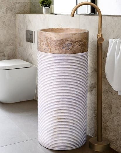 Chậu lavabo chân đứng ống trụ tròn Kanly MAR84CV