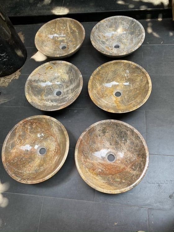 Chậu Rửa Mặt Đá Tròn Mỏng Màu Xám Lông Chuột Eximstone BST08