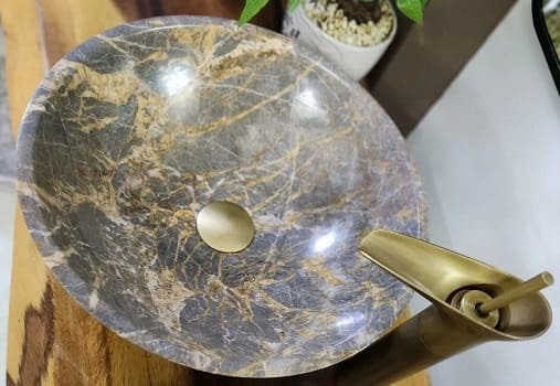 Chậu Rửa Mặt Đá Tròn Mỏng Màu Xám Lông Chuột Eximstone BST08