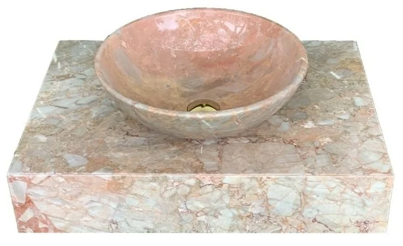 Chậu Rửa Mặt Đá Tròn Mỏng Màu Hồng ý Eximstone BST09