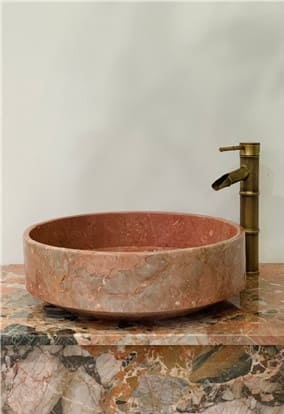 Chậu Rửa Mặt Đá Tự Nhiên Màu Hồng Eximstone HVM09 