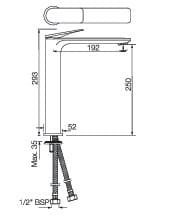 Bản vẽ kỹ thuật vòi chậu rửa mặt nóng lạnh Chrome đen Ấn Độ Jaquar LAG-BCH-91005BWF