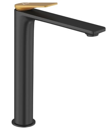 Vòi chậu rửa mặt nóng lạnh đen vàng Ấn Độ Jaquar LAG-BGM-91005BWF