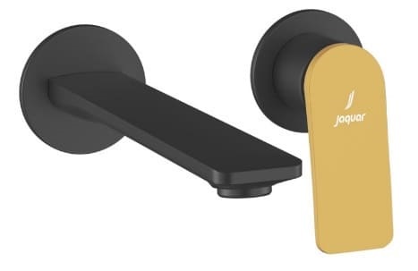 Vòi rửa mặt âm tường 2 chân màu vàng đen Ấn Độ JAQUAR LAG-BGM-91231NK