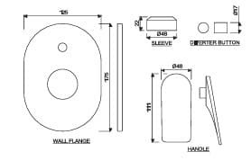 Bản vẽ kỹ thuật mặt nạ âm tường Ân Độ màu đen mờ Jaquar LAG-BLM-91065MK