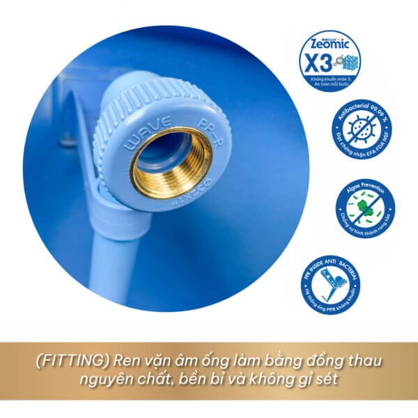 Phu kiiện đồng bồn nước kháng khuẩn Wave Champa