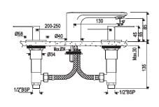 Bản vẽ kỹ thuật vòi rửa mặt lavabo 3 chân Ấn Độ Jaquar LAG-BCH-91189CSR