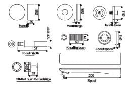 Bản vẽ kỹ thuật vòi chậu âm tường Ấn Độ Jaquar LAG-BCH-91423K