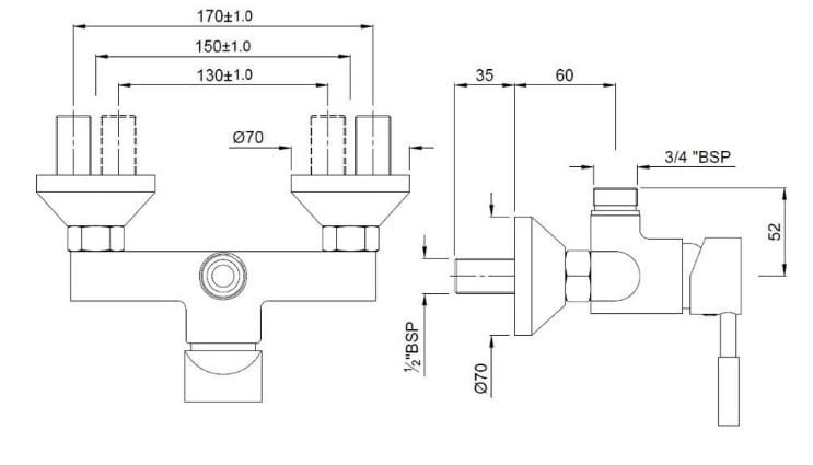 Bản vẽ kỹ thuật sen tắm nóng lạnh gắn tường Ấn Độ Jaquar SOL-CHR-6147