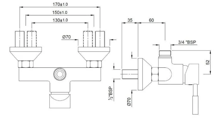 Bản vẽ kỹ thuật sen tắm nóng lạnh gắn tường Ấn Độ Jaquar SOL-CHR-6147