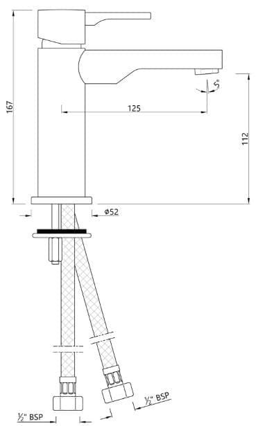 Bản vẽ kỹ thuật vòi chậu rửa mặt nóng lạnh Ấn Độ Jaquar FLP-CHR-5001BPM