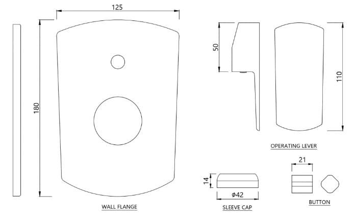Bản vẽ kỹ thuật mặt nạ âm tường Ân Độ màu đen chrome Jaquar KUP-BLM-35065MKPM