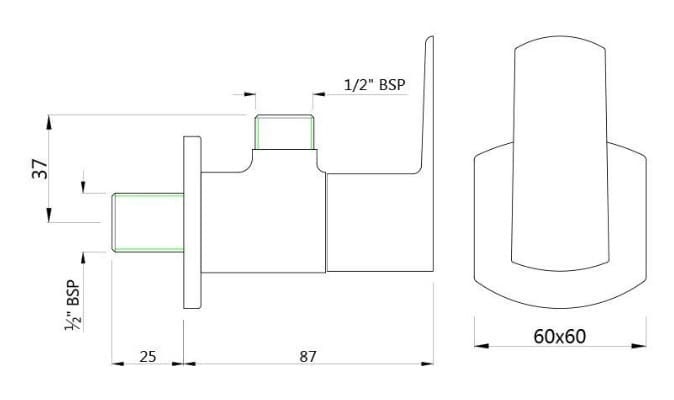 Bản vẽ kỹ thuật van góc mạ vàng Ấn Độ Jaquar KUP-GMP-35053PM