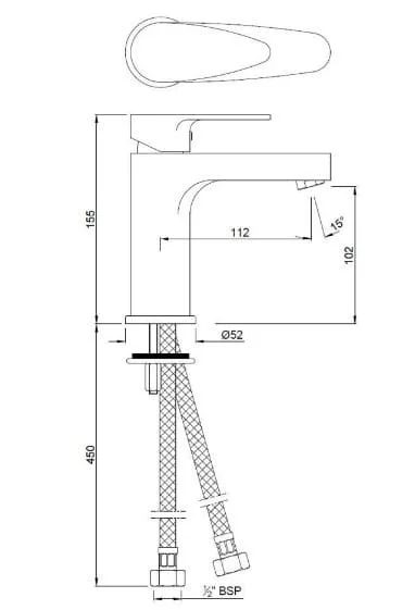 Bản vẽ kỹ thuật vòi chậu rửa mặt màu chrome Ấn Độ Jaquar VGP-CHR-81011B