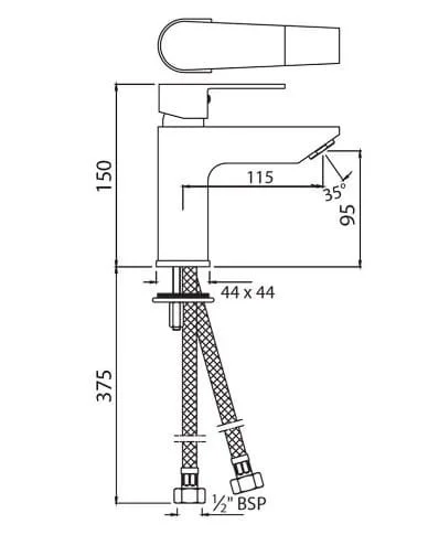 Bản vẽ kỹ thuật vòi chậu rửa mặt Ấn Độ Jaquar ARI-CHR-39023B
