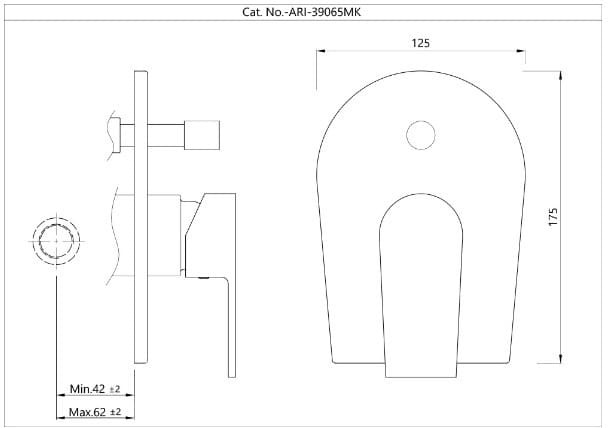 Bản vẽ kỹ thuât mặt nạ âm tường Ân Độ màu chrome Jaquar ARI-CHR-39065MK