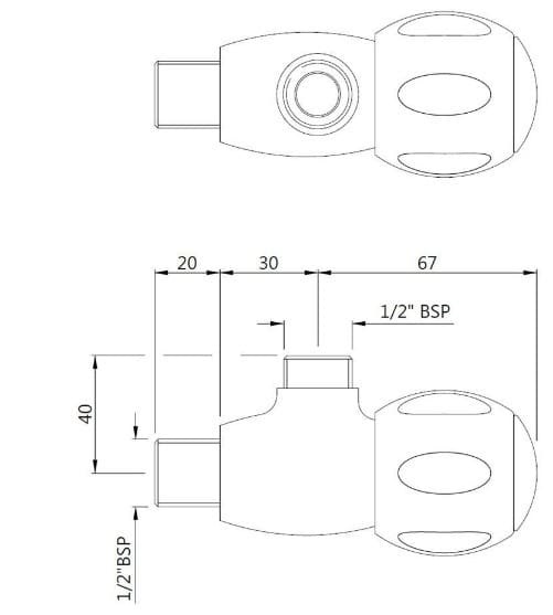 Bản vẽ kỹ thuật van góc màu chrome Ấn Độ Jaquar CQT-CHR-23053