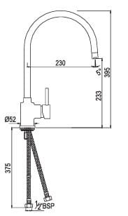 Bản vẽ kỹ thuật vòi bếp nóng lạnh cần cứng Ấn Độ Jaquar FLR-CHR-5179BV