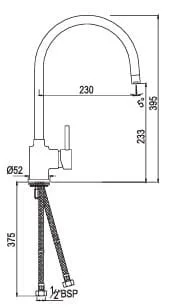 Bản vẽ kỹ thuật vòi bếp nóng lạnh cần cứng Ấn Độ Jaquar FLR-CHR-5179BV