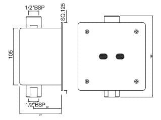Bản vẽ kỹ thuật van xả bồn tiểu cảm biến dùng pin Ấn Độ Jaquar SNR-STL-51083V