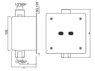 Bản vẽ kỹ thuật van xả bồn tiểu cảm biến dùng pin Ấn Độ Jaquar SNR-STL-51083V