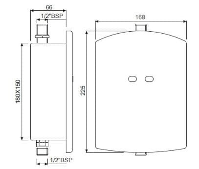 Bản vẽ kỹ thuật van xả bồn tiểu cảm biến dùng pin Ấn Độ Jaquar SNR-STL-51087