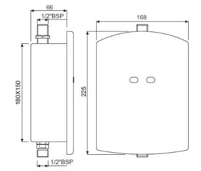 Bản vẽ kỹ thuật van xả bồn tiểu cảm biến dùng pin Ấn Độ Jaquar SNR-STL-51087