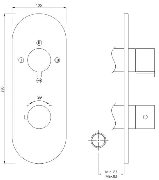 Bản vẽ kỹ thuật bộ vòi sen nhiệt độ âm tưởng Ấn Độ màu chrome Jaquar LAG-CHR-91683NK
