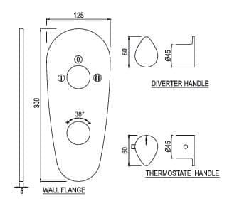 Bản vẽ kỹ thuật củ sen ổn nhiệt âm tường màu chrome Ấn Độ Jaquar VGP-BCH-81681V