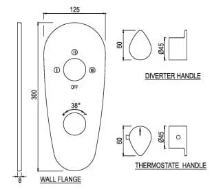 Bản vẽ kỹ thuật mặt nạ sen nhiệt độ âm tường 3 đầu Ấn Độ màu đồng cổ Jaquar VGP-BCH-81683NK