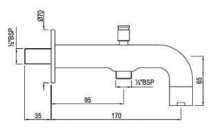 Bản vẽ kỹ thuật vòi xả bồn âm tường màu chrome Ấn Độ Jaquar SPJ-CHR-5463V