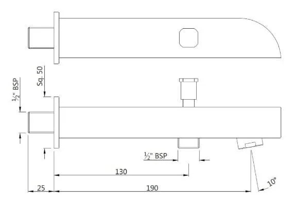 Bản vẽ kỹ thuật vòi xả bồn âm tường màu chrome Ấn Độ Jaquar SPJ-GRF-85463