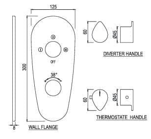 Bản vẽ kỹ thuật củ sen ổn nhiệt âm tường 3 đầu ra thép không gỉ Ấn Độ Jaquar VGP-ABR-81683