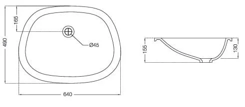 Bản vẽ kỹ thuật chậu âm bàn đá Ấn Độ màu trắng Jaquar ACS-GRM-87701
